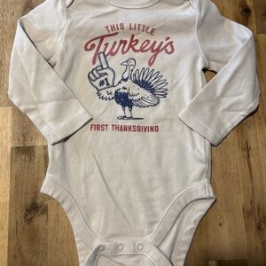 Old Navy Cream Turkey Thanksgiving Bodysuit